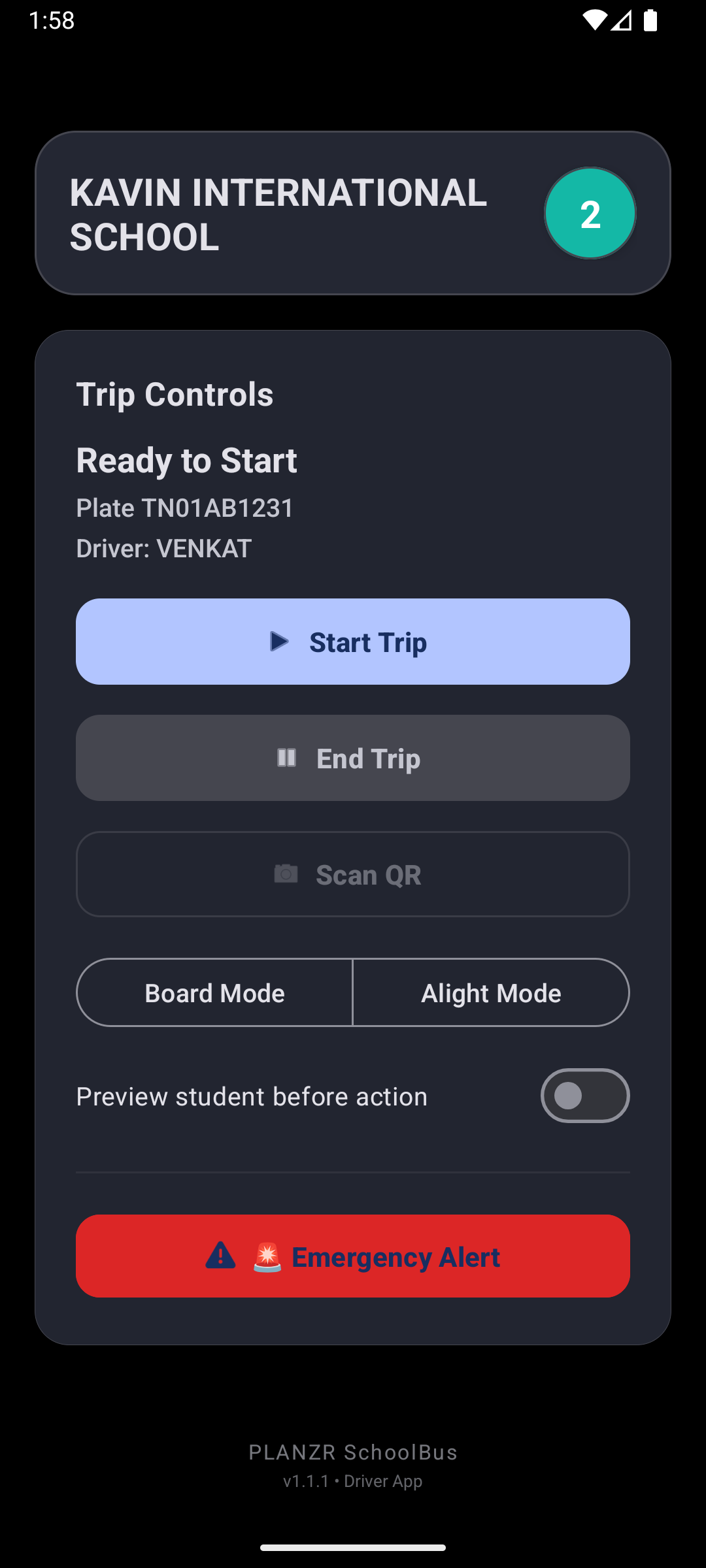 SchoolBus App Dark